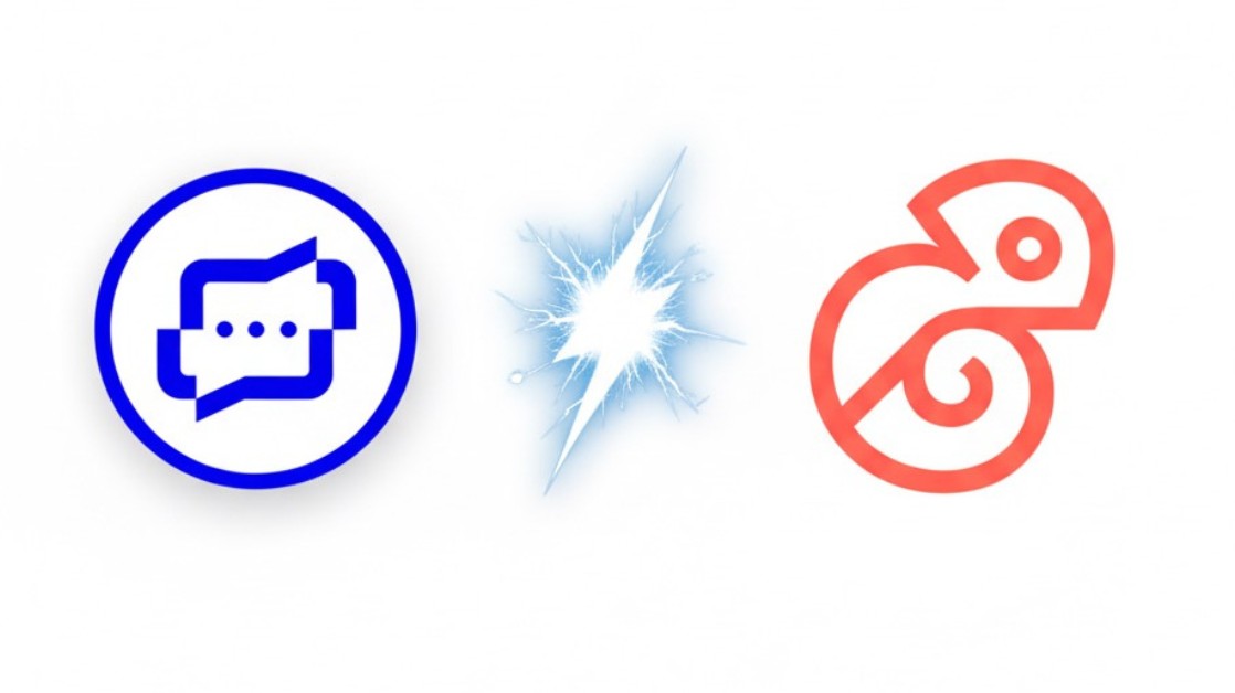 Alt text: PrepLink.ai vs Kickresume logos with a glowing spark between them, symbolizing a head-to-head comparison of resume builders.