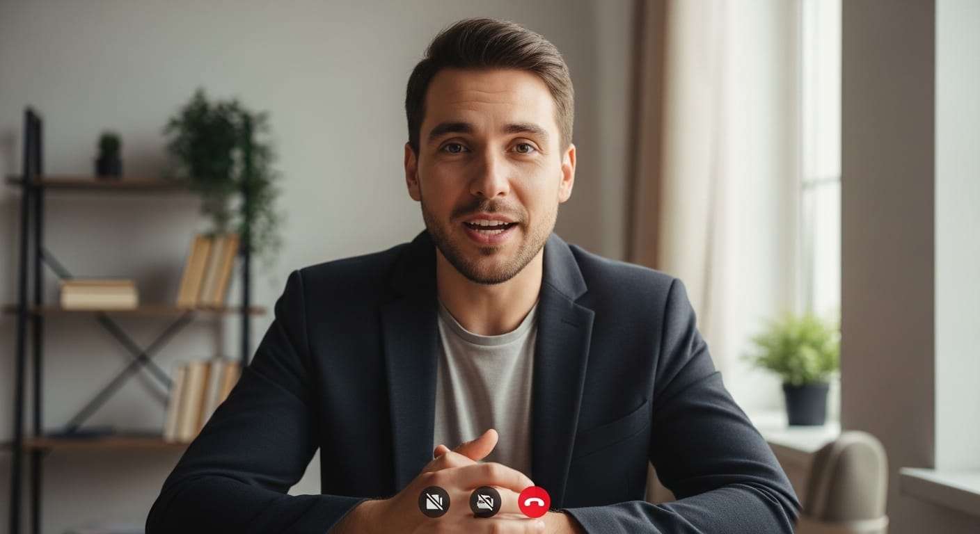 Job candidate communicating clearly during a virtual interview, demonstrating strong communication skills.