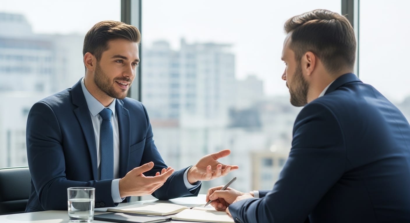 Candidate discussing strengths and weaknesses during a professional job interview