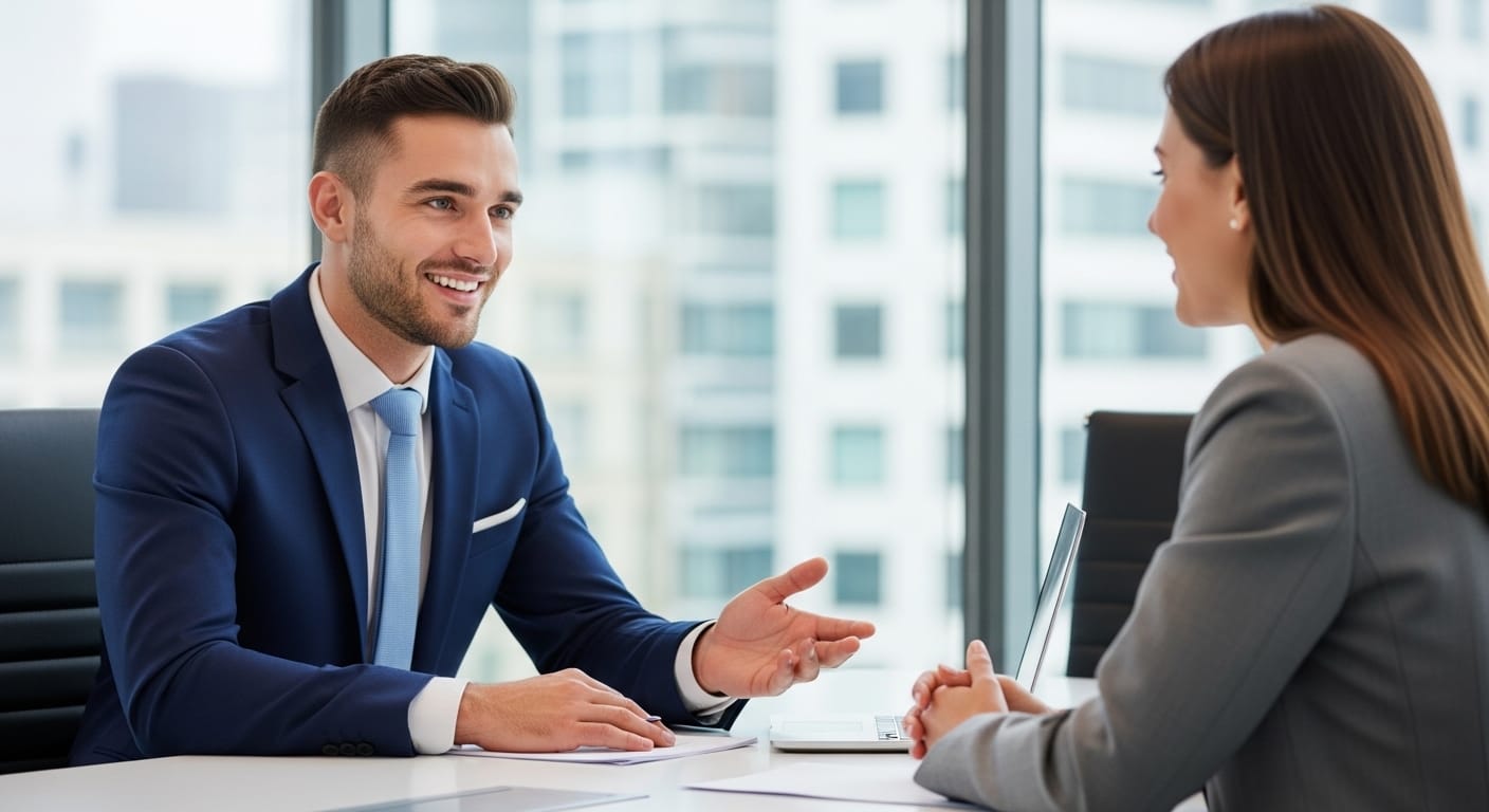 Candidate explaining teamwork experience during a job interview
