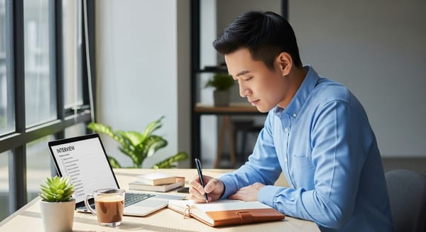 Professional job seeker preparing for behavioral interview questions