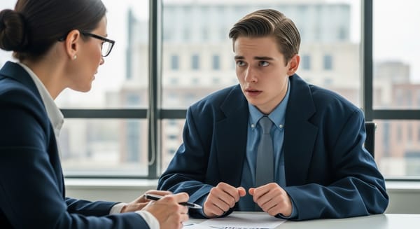 Young job seeker attending a job interview with no prior work experience