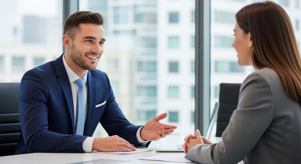 Candidate explaining teamwork experience during a job interview