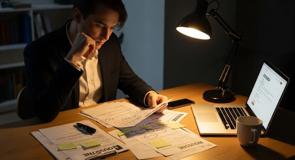 Job seeker reviewing resume after not receiving interview invitations