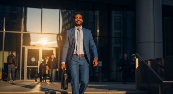 Candidate leaving a job interview feeling confident after a positive discussion