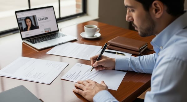 Professional writing a letter of interest to a company about potential job opportunities